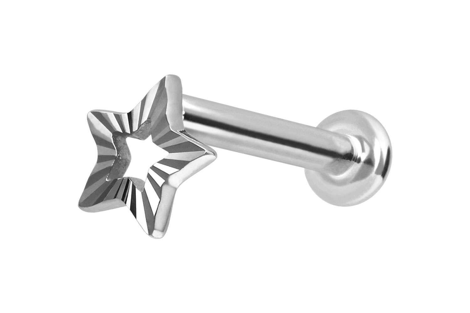 14 Karat Gold Labret Piercing mit Innengewinde STERN
